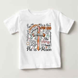 Camiseta Para Bebê Christian Páscoa Cross Ele é Risen