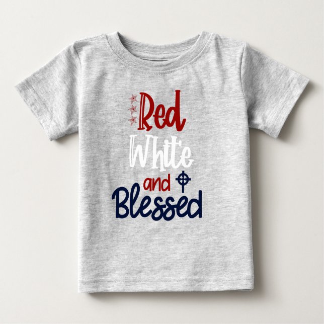Camiseta Para Bebê Christian Patriotic abençoado 4 de julho T-Shirt (Frente)
