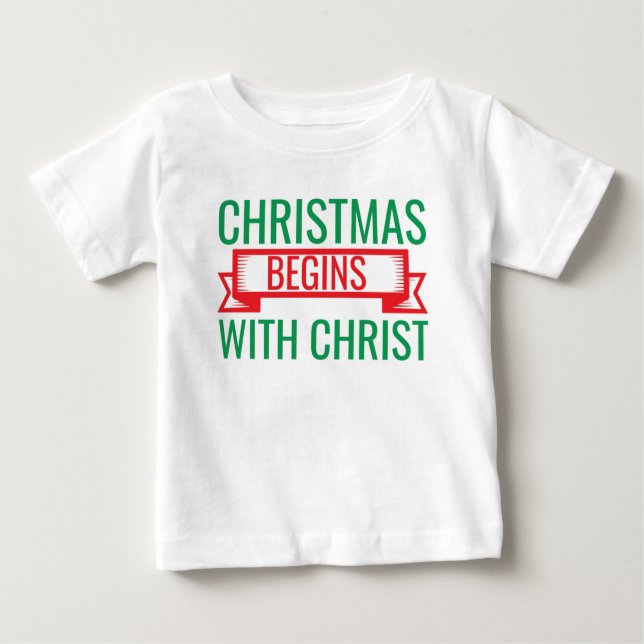 Camiseta Para Bebê Christmas Begins with Christ-15523 T-Shirt Hoodie (Frente)