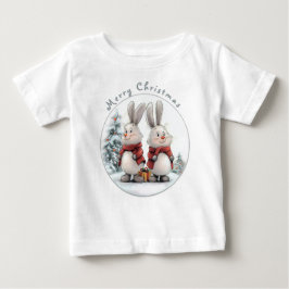 Camiseta Para Bebê Christmas Bunny and gift, personalized