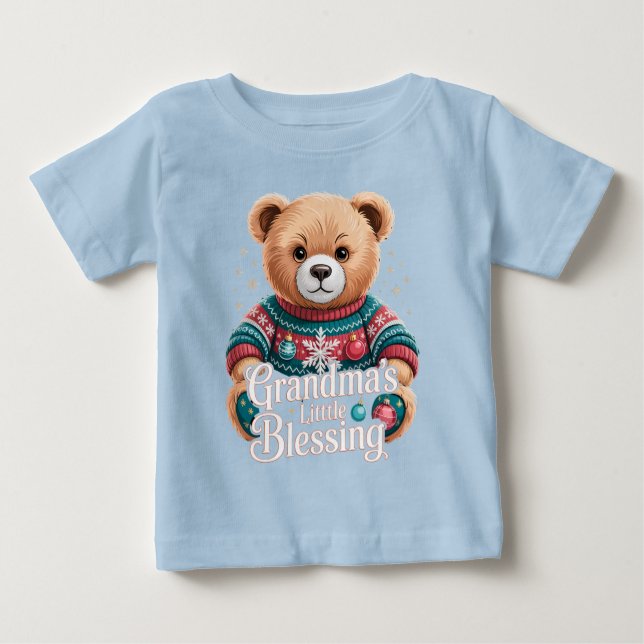 Camiseta Para Bebê Christmas Gifts for Grandkids Grandma’s Blessing (Frente)