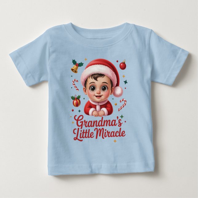 Camiseta Para Bebê Christmas Gifts for Grandkids – Grandma’s Miracle (Frente)
