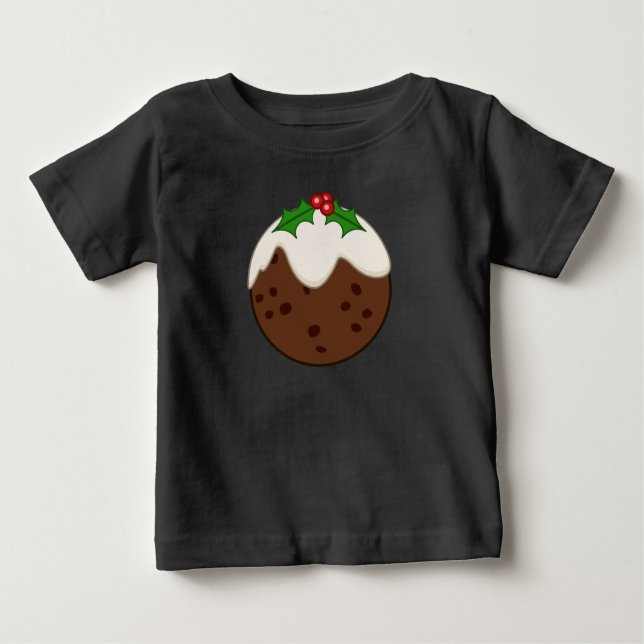 Camiseta Para Bebê Christmas Pudding Illustrative Art (Frente)