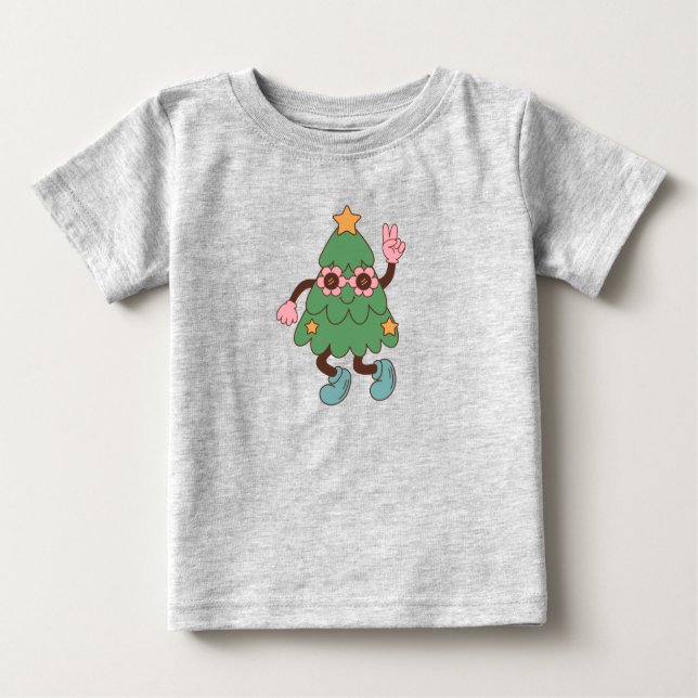 Camiseta Para Bebê Christmas Silly Tree (Frente)