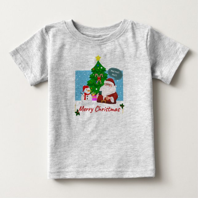 Camiseta Para Bebê Christmas themed Toddler T-Shirt (Frente)