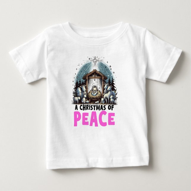 Camiseta Para Bebê Christ's Nativity : A Christmas of Peace (Frente)