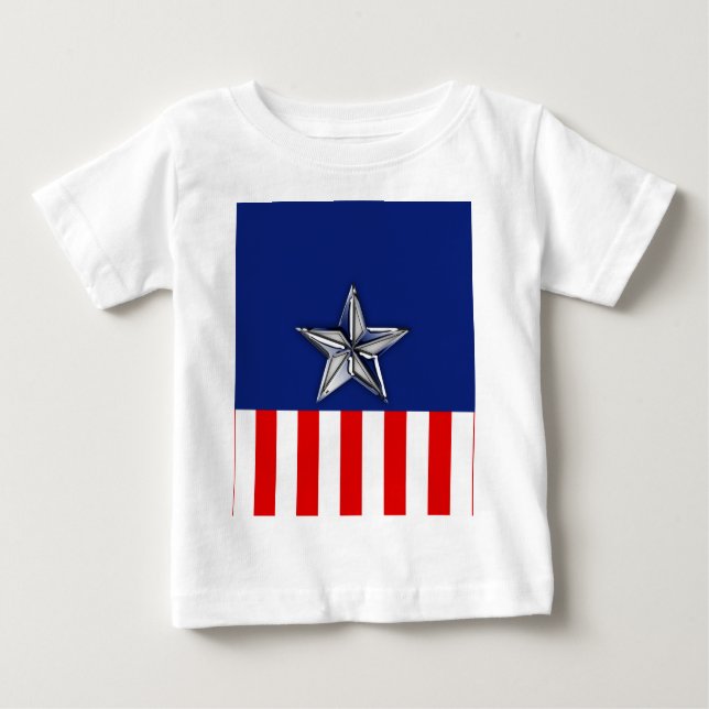 Camiseta Para Bebê Chrome Como Estrela em Cores Patrióticas Festivas (Frente)