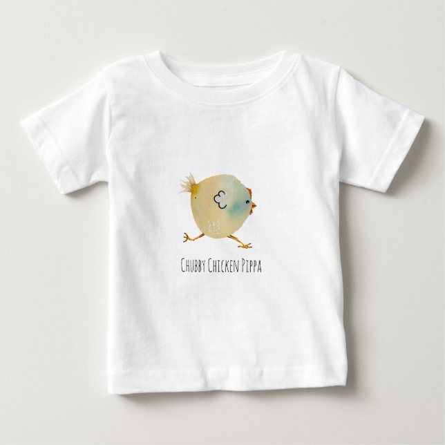 Camiseta Para Bebê Chubby Chicken, colorfull, whimsical, illustration (Frente)