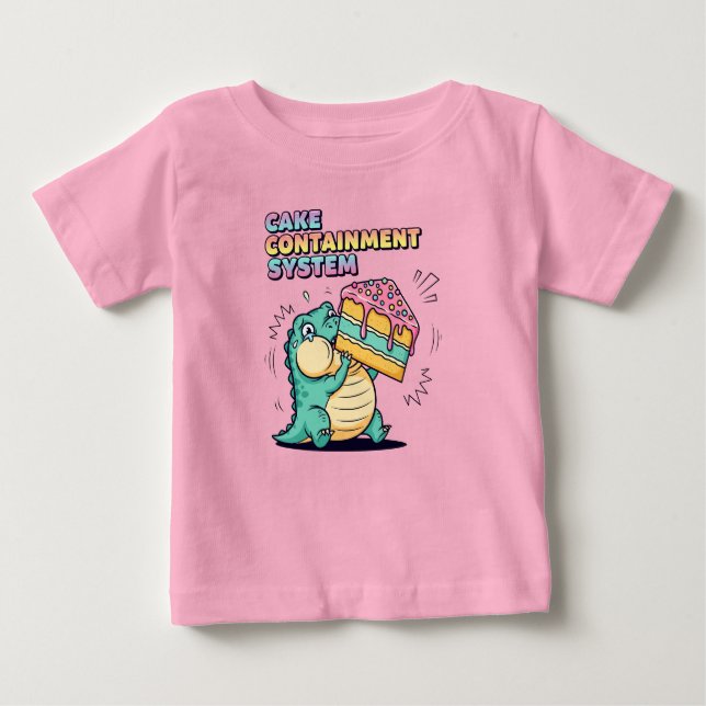 Camiseta Para Bebê Chubby Dinossaur Cake Meme (Frente)