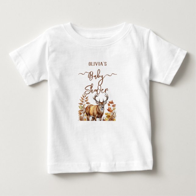 Camiseta Para Bebê Chuva de Balões de Chuveiro Infantil de Veado do O (Frente)