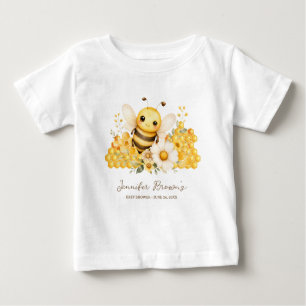 Camiseta Para Bebê Chuva de Bebê Abelhinha Mel Amarela Fofa