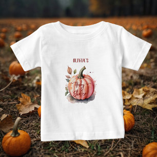 Camiseta Para Bebê Chuva de Bebê Menina Boho Aquarela Abóbora Rosa
