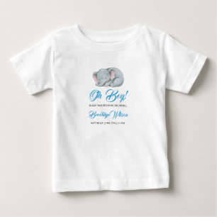 Camiseta Para Bebê Chuva de Bênçãos em Aquarela de Elefante de Menino