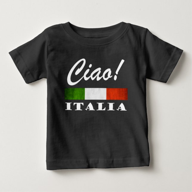 Camiseta Para Bebê Ciao! Bandeira vermelha branca verde de Italia (Frente)
