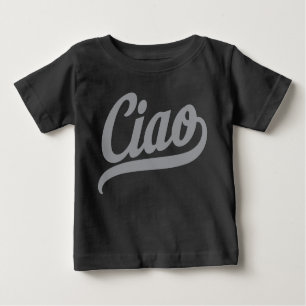 Camiseta Para Bebê Ciao Script (Cinzas)