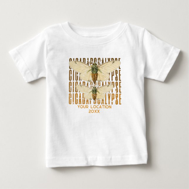Camiseta Para Bebê Cicada Cicadapocalypse 2024 Localização Personaliz (Frente)