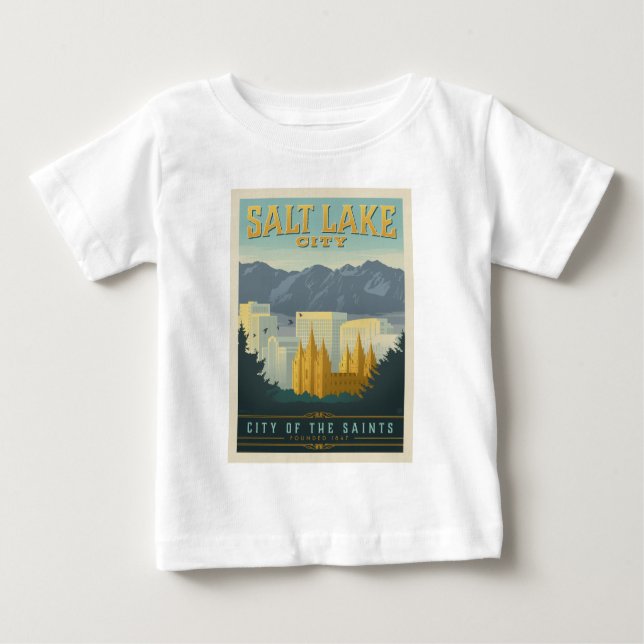 Camiseta Para Bebê Cidade dos Santos | Salt Lake City, Utah (Frente)