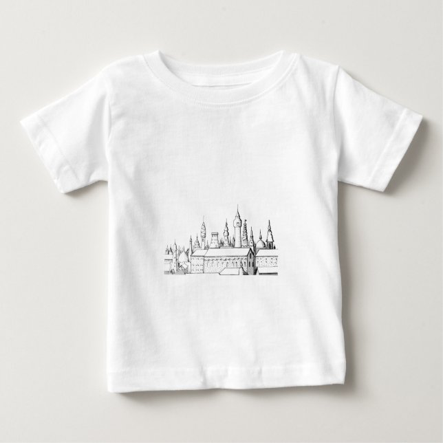Camiseta Para Bebê cidade fabulosa. trabalho de arte. preto e branco (Frente)