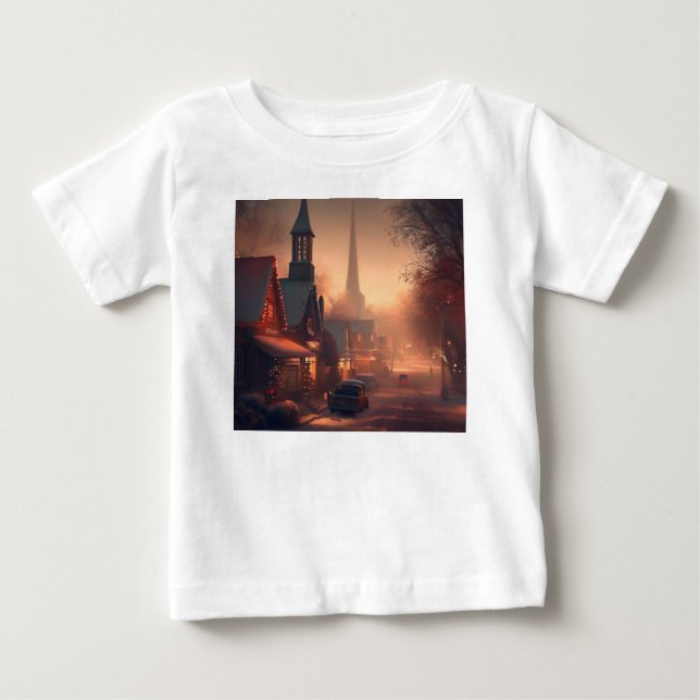 Camiseta Para Bebê Cidade Pequena Natal 4 (Frente)