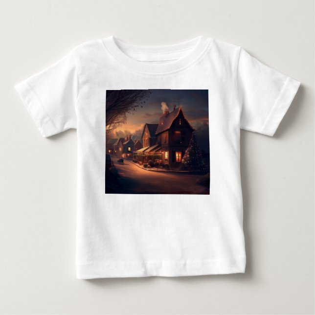 Camiseta Para Bebê Cidade Pequena Natal 6 (Frente)