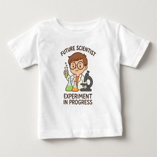 Camiseta Para Bebê Cientista Futuro - Experiência em Andamento (Frente)