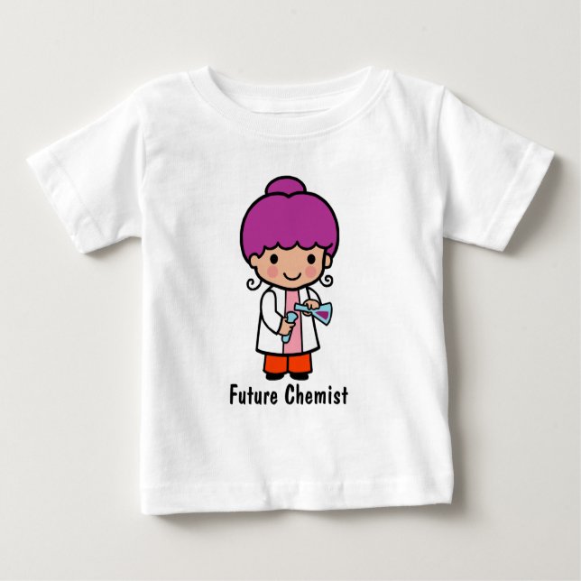 Camiseta Para Bebê Cientista/Menina Química Bonita com Frasco (Frente)