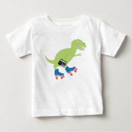 Camiseta Para Bebê Cilindro do Dinossauro, Rastreando, segurando rádi