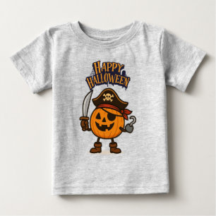 Camiseta Para Bebê Cima do Tanque do Pirata do Halloween Jack-o-Lante