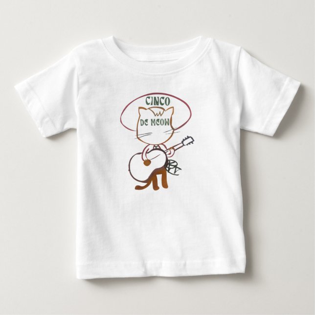 Camiseta Para Bebê Cinco De Meow Cat T (Frente)