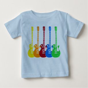 Camiseta Para Bebê Cinco Guitarras Elétricas Coloridas 
