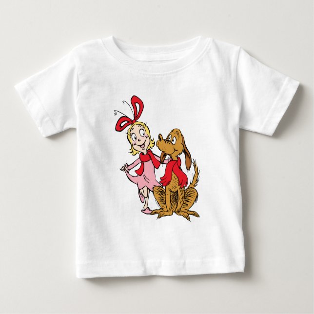 Camiseta Para Bebê Cindy Lou Quem e Max o Cachorro (Frente)