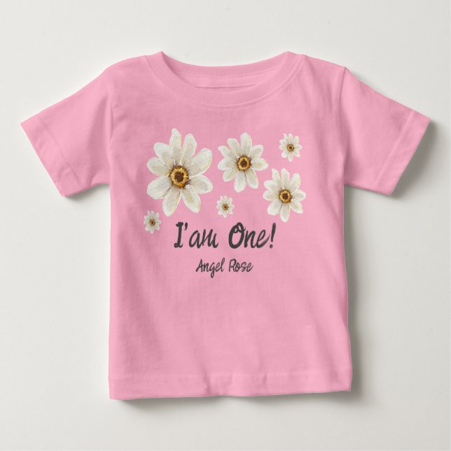 Camiseta Para Bebê Cinto Personalizado de Daisy de Aquarela Floral do (Frente)