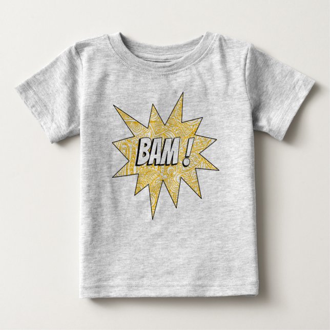 Camiseta Para Bebê Cinza BAM! Tee (Frente)