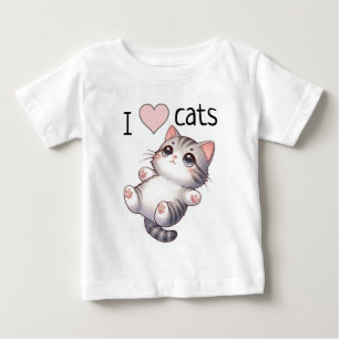 Camiseta Para Bebê Cinza Bonita por Gato