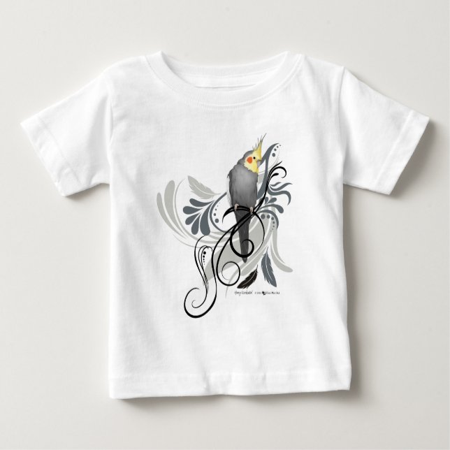 Camiseta Para Bebê Cinza Cockatiel (Frente)