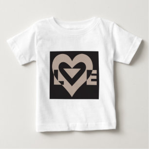 Camiseta Para Bebê Cinza de amor em preto