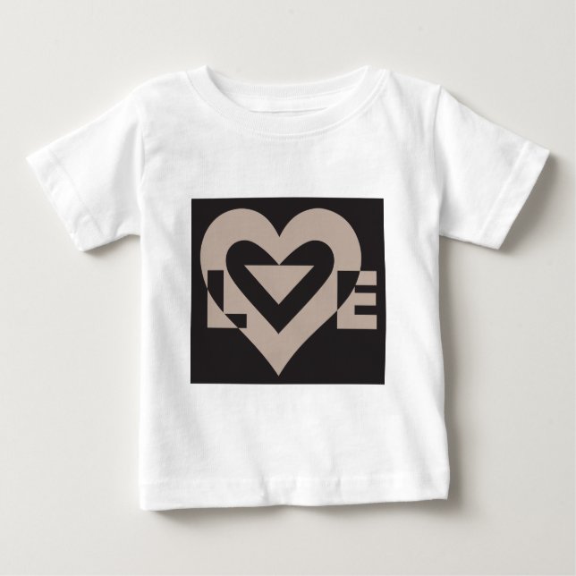 Camiseta Para Bebê Cinza de amor em preto (Frente)