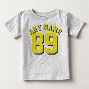 Camiseta Para Bebê Cinza e bebê amarelo   Design de Sports Jersey