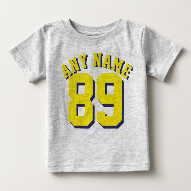 Camiseta Para Bebê Cinza e bebê amarelo | Design de Sports Jersey (Frente)