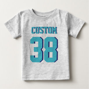 Camiseta Para Bebê Cinza e Turquesa Bebê   Design de Sports Jersey