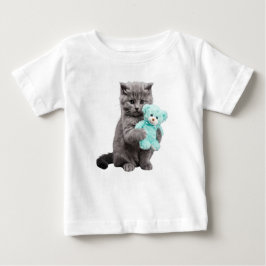 Camiseta Para Bebê Cinza Tabby e Teddy Bear