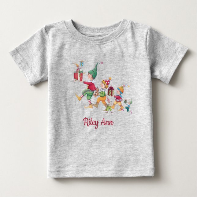 Camiseta Para Bebê Cinzas de Natal Personalizadas (Frente)