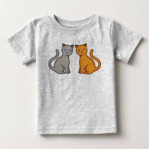 Camiseta Para Bebê Cinzas e gatos laranja
