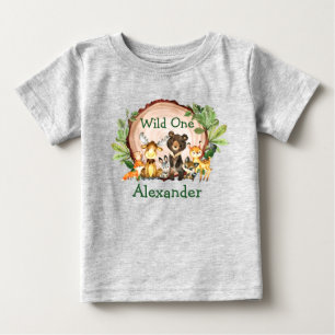 Camiseta Para Bebê Cinzas Selvagens de Animais da Floresta Rústica p