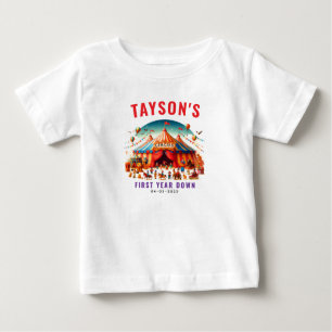 Camiseta Para Bebê Circo Moderno e Fofo Carnaval Aniversário de 1 ano