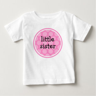 Camiseta Para Bebê Círculo de Bolinhas Rosa da Irmã Pequena