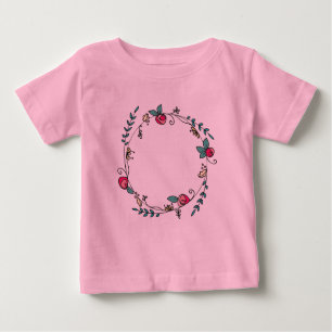 Camiseta Para Bebê Círculo de Rosebuds em Tutu Rosa