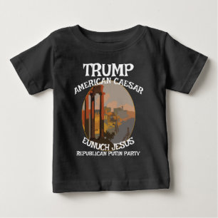 Camiseta Para Bebê Círculo de Trump Jesus Rasputin Stalin Fascista