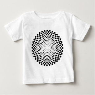 Camiseta Para Bebê Círculo Meio-Tonalidade 02 - Preto