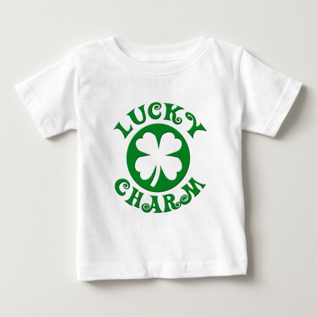 Camiseta Para Bebê Círculo verde/branco do encanto afortunado (Frente)